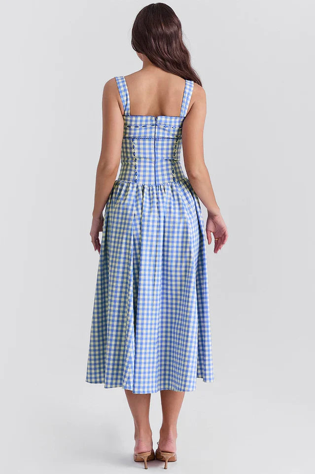 Brenda | Midi Sundress with Gingham Print