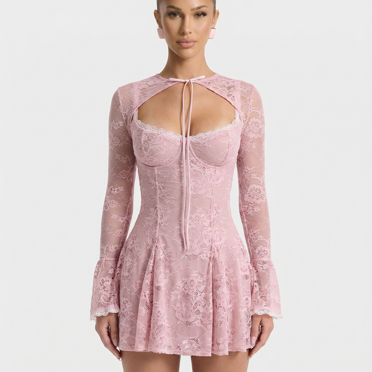 Alice | Mini Dress with Lace Overlay and Corset Bodice