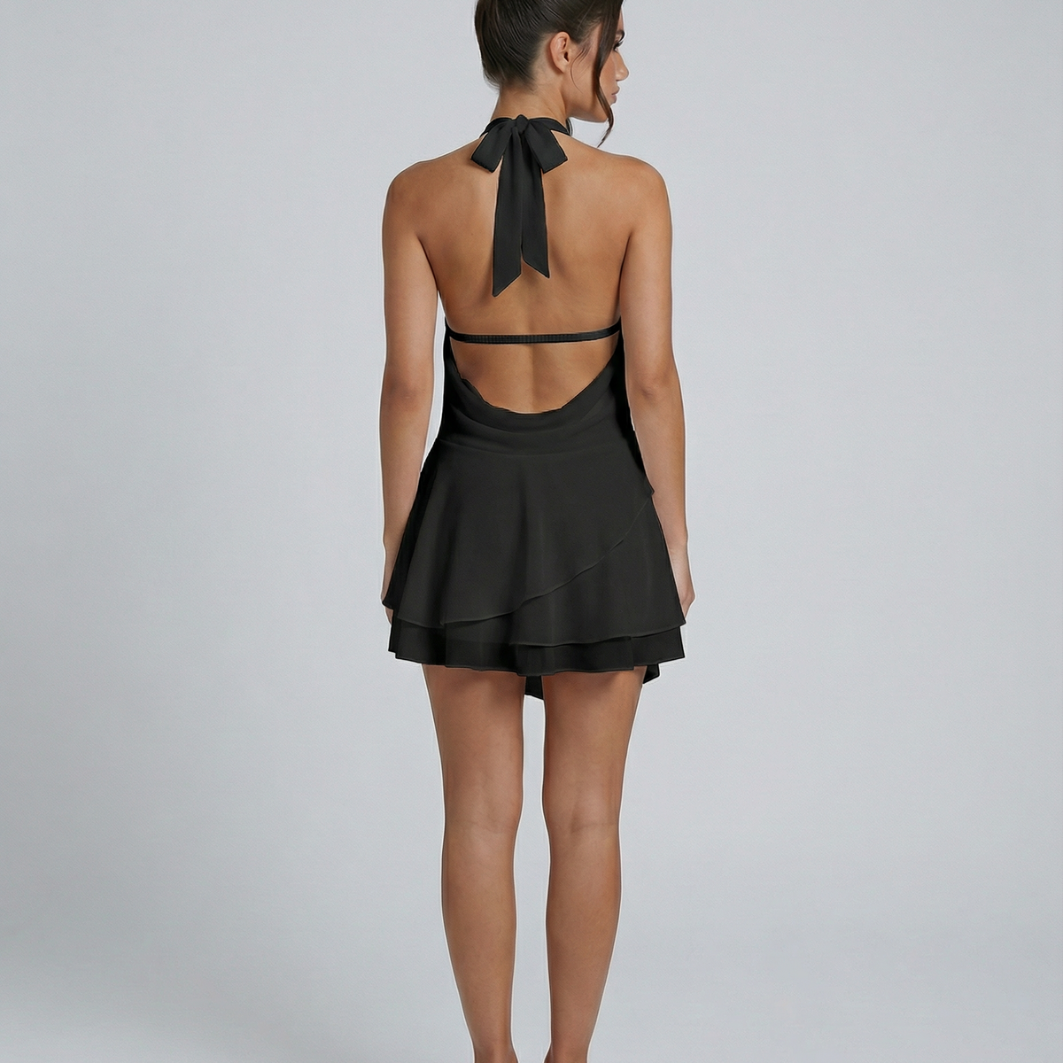Cleo | Mini Dress with Plunge Neck and Open Back