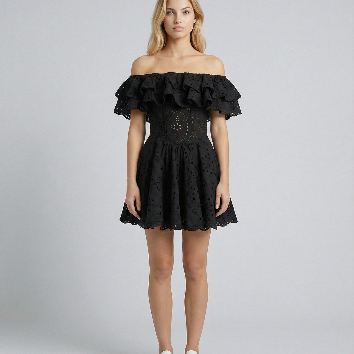Nina | Off-Shoulder Mini Dress with Ruffle Detail