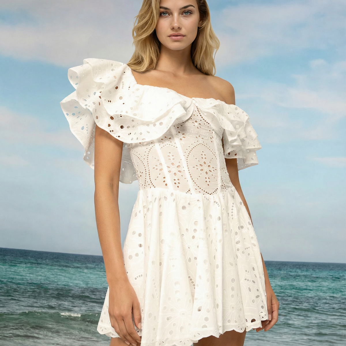 Nina | Off-Shoulder Mini Dress with Ruffle Detail
