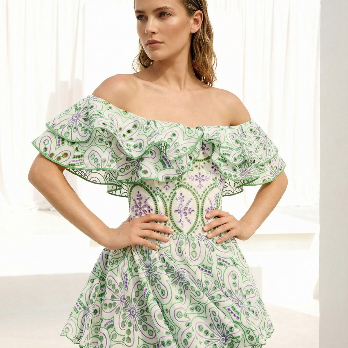 Nina | Off-Shoulder Mini Dress with Ruffle Detail