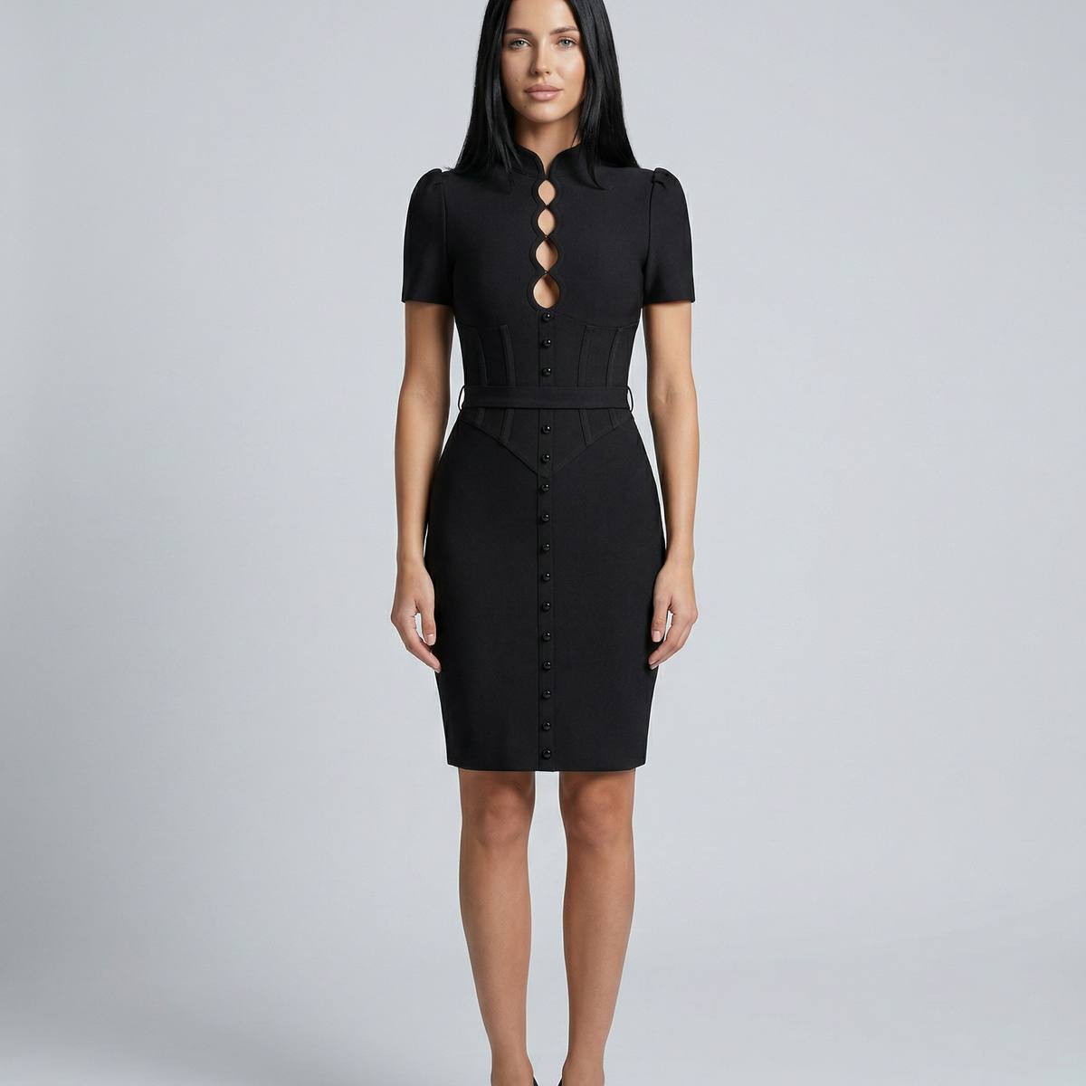 Heidi | Mini Bandage Dress with High Neck
