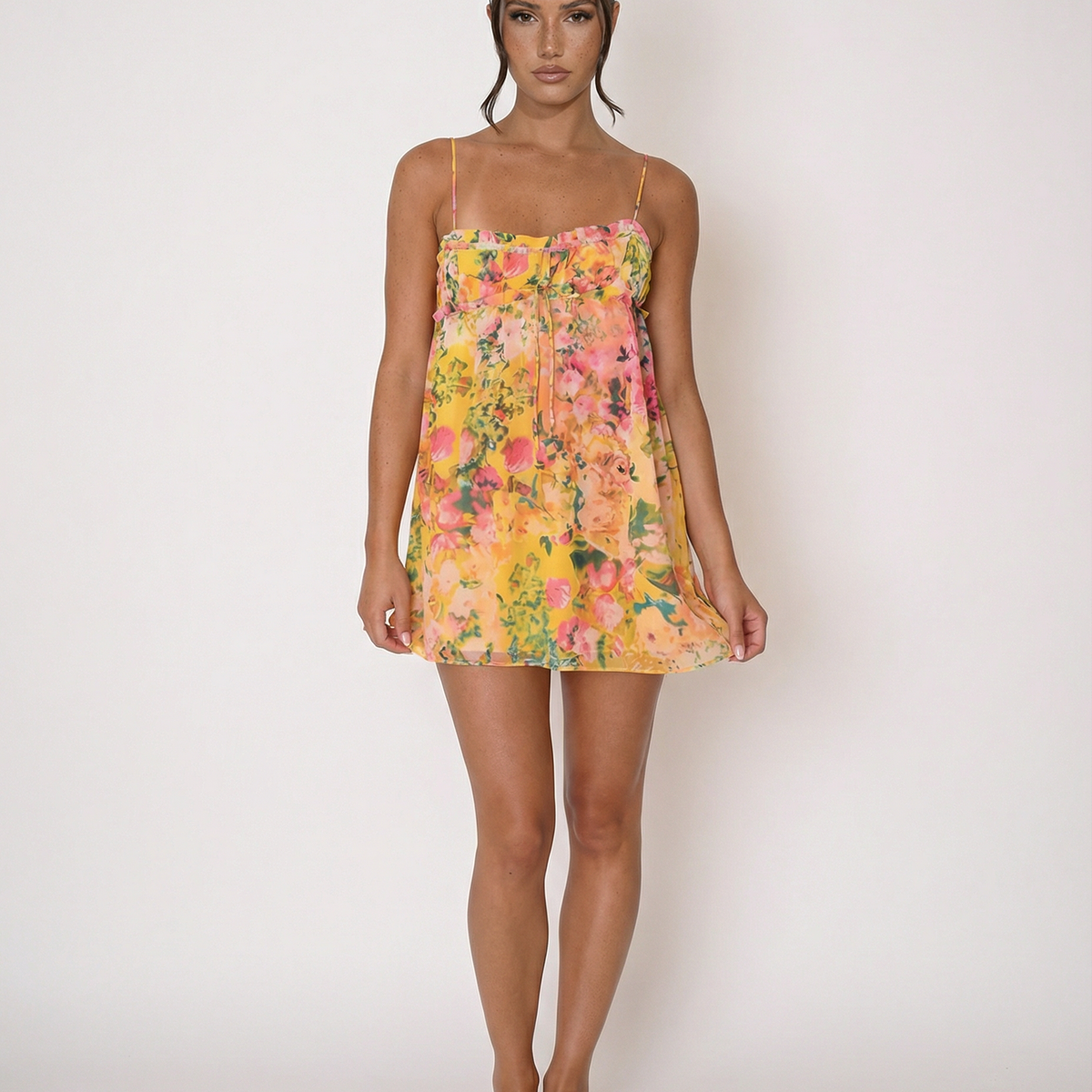 Rowena | Mini Dress with Tiered Skirt and Floral Print