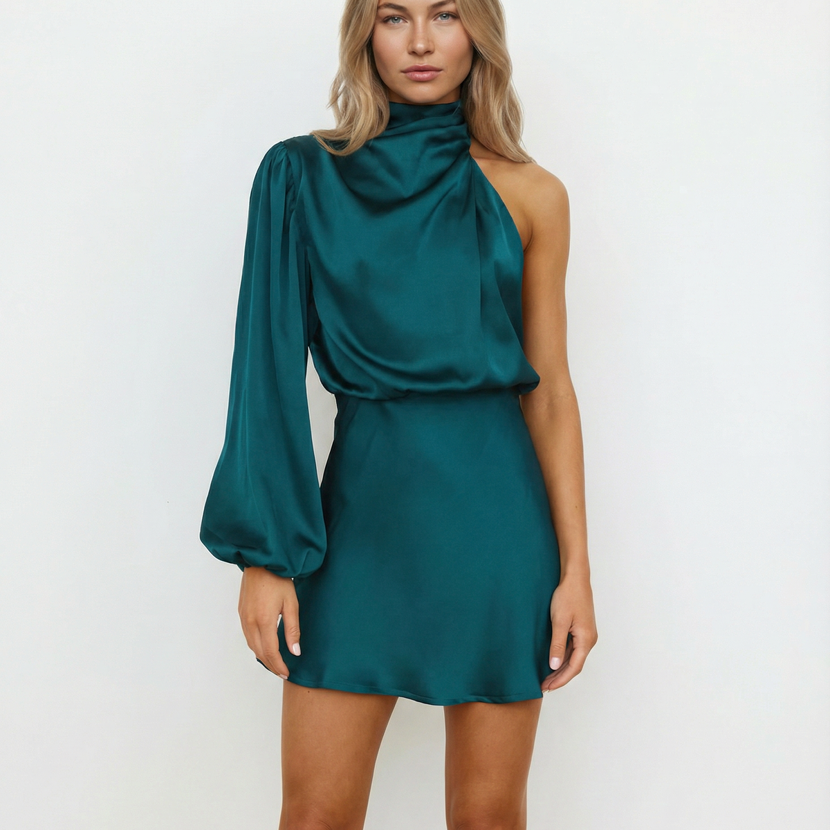 Olga | One-Shoulder Mini Dress with Long Sleeve