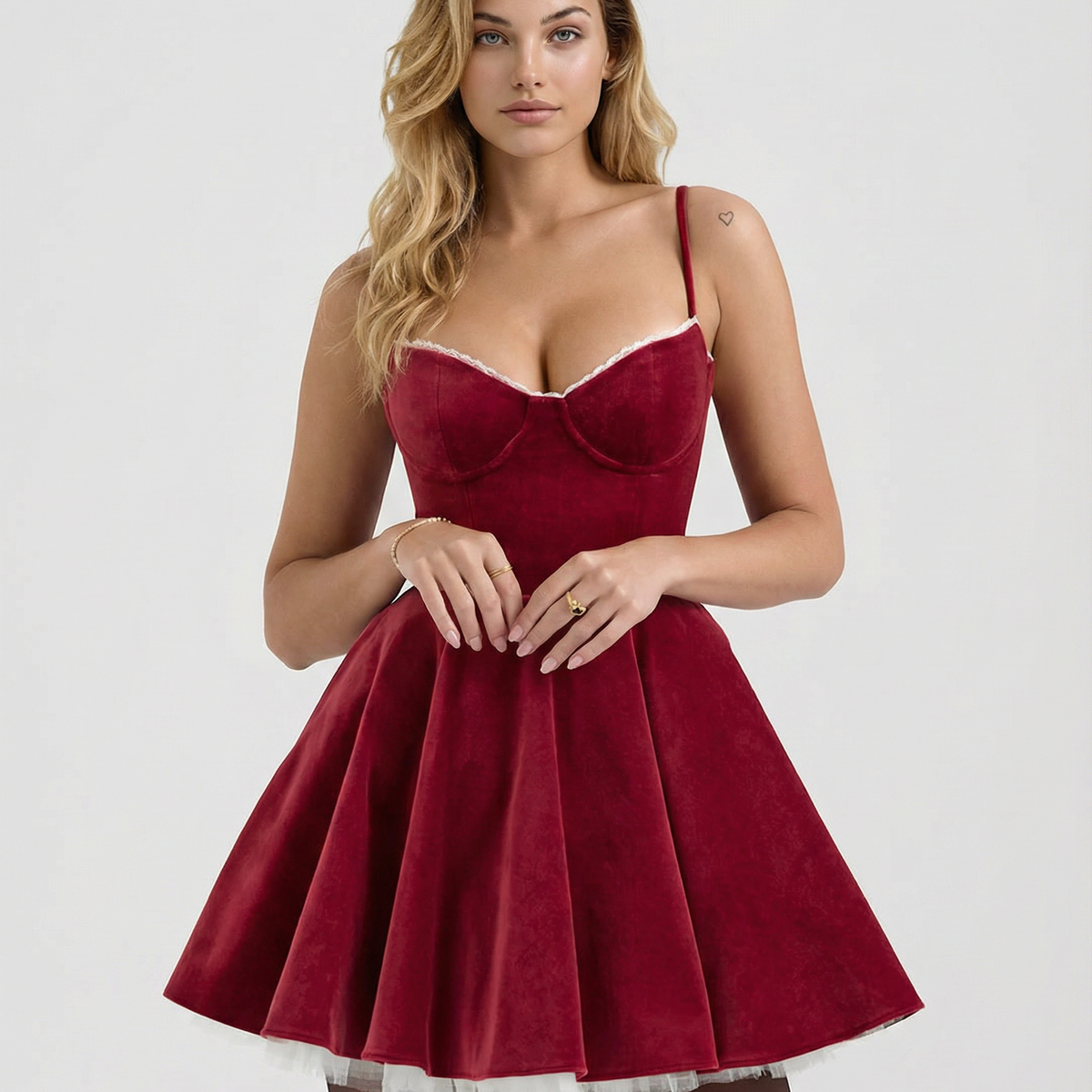 Valerie | Velvet Mini Dress with Flared Skirt