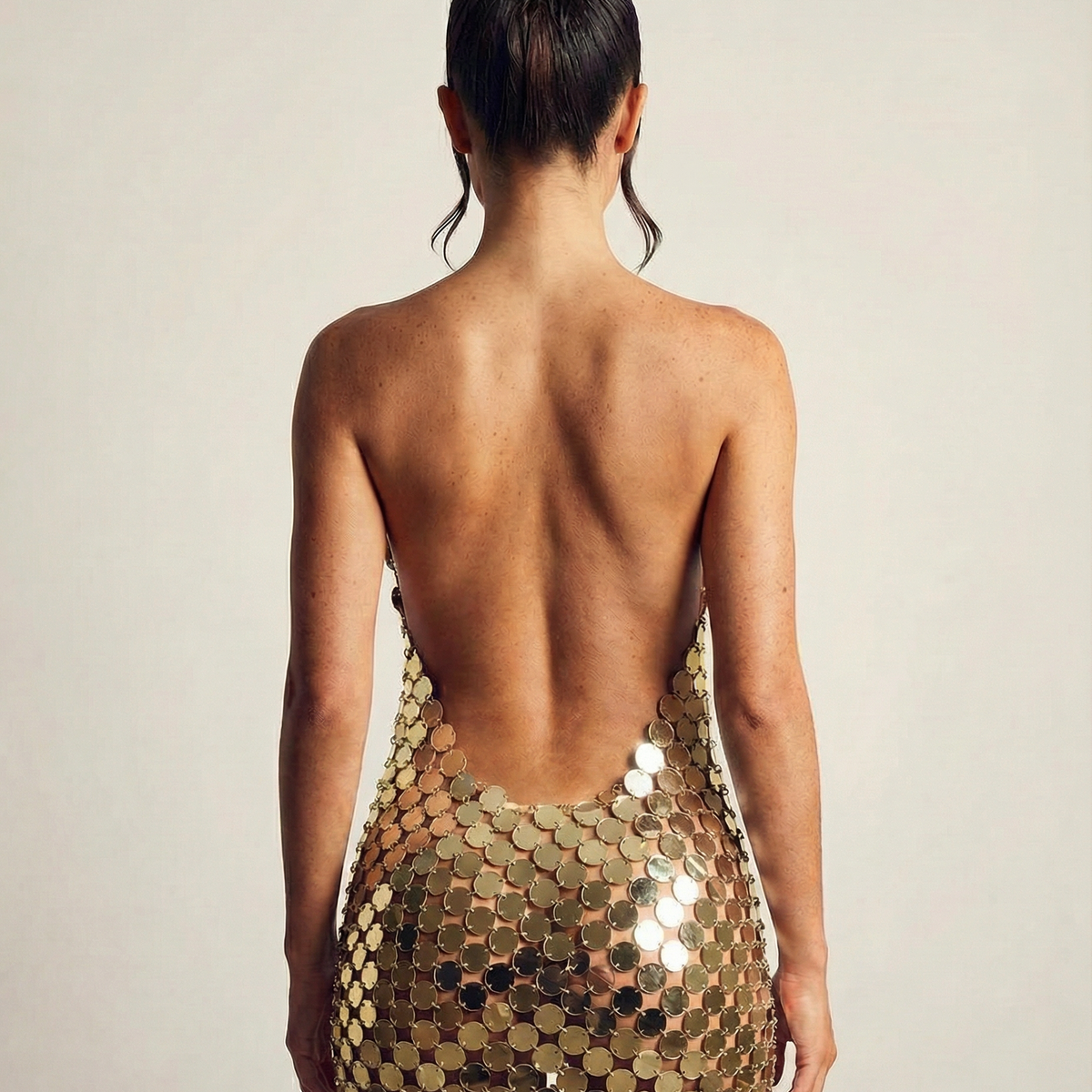 Kellie | Mini Dress with Mirrored Disc Chain