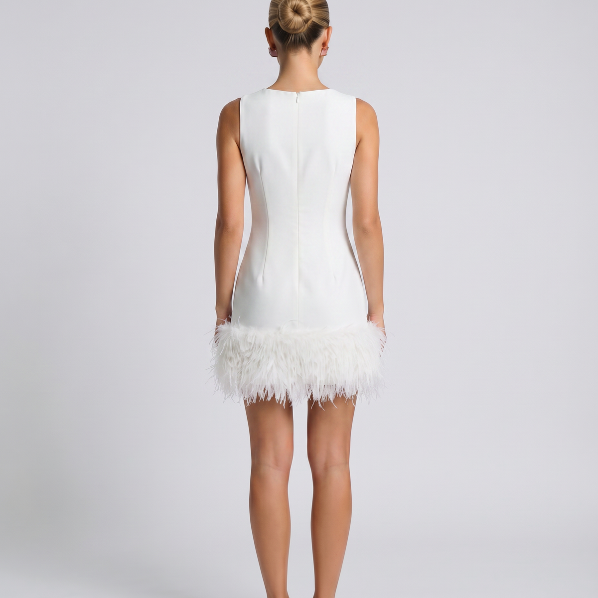 Nisha | Mini Dress with Feather Hem