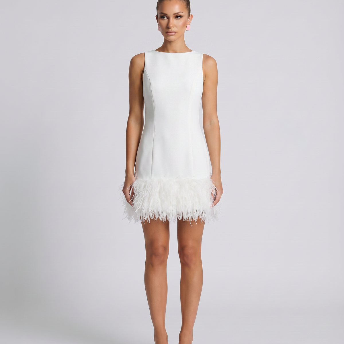 Nisha | Mini Dress with Feather Hem