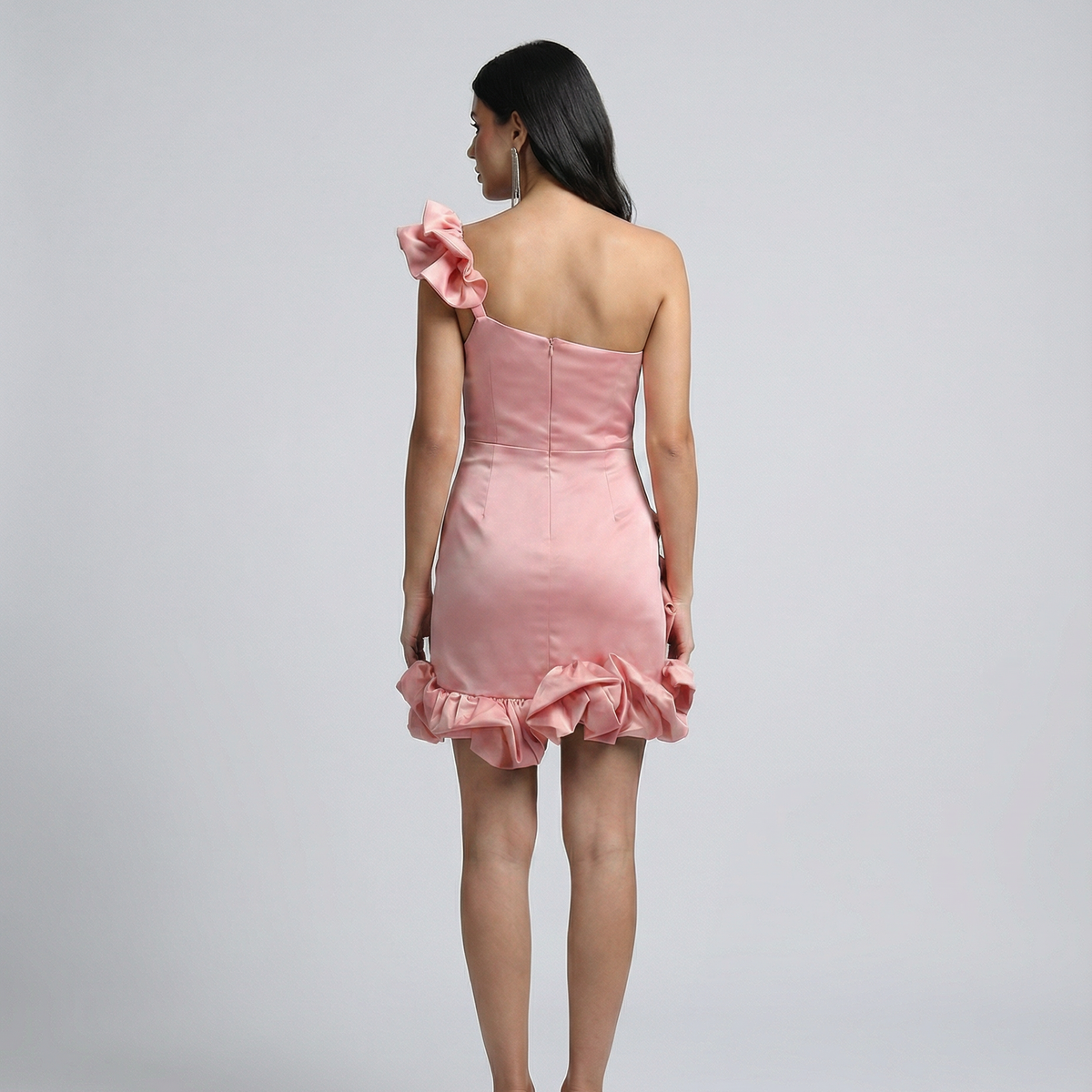 Addie | One Shoulder Mini Dress with Ruffle Hem