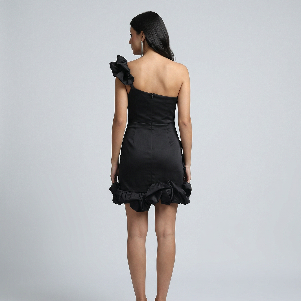 Addie | One Shoulder Mini Dress with Ruffle Hem