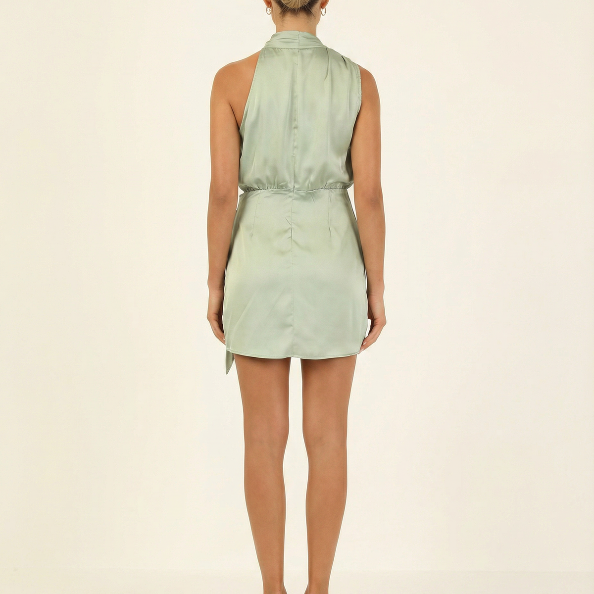 Phyllis | Satin Mini Dress with High Neck