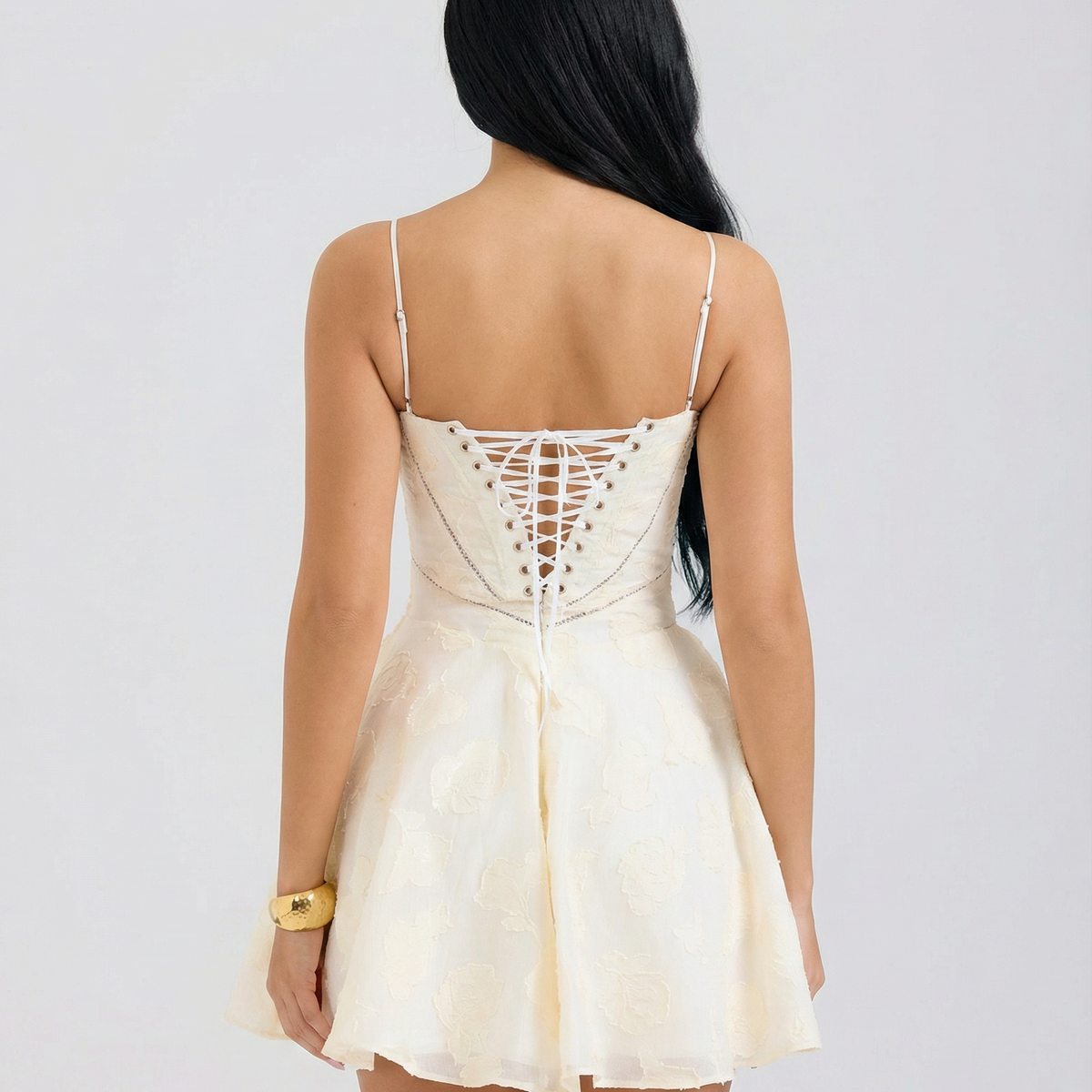 Nova | Floral Mini Dress with Corset Lace-Up Back