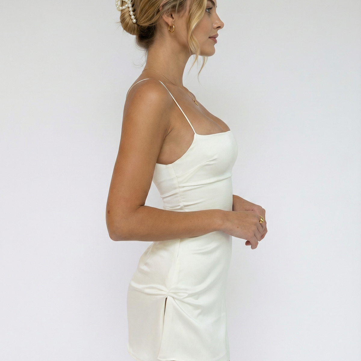 Alaina | Satin Mini Dress with Spaghetti Straps and Square Neck