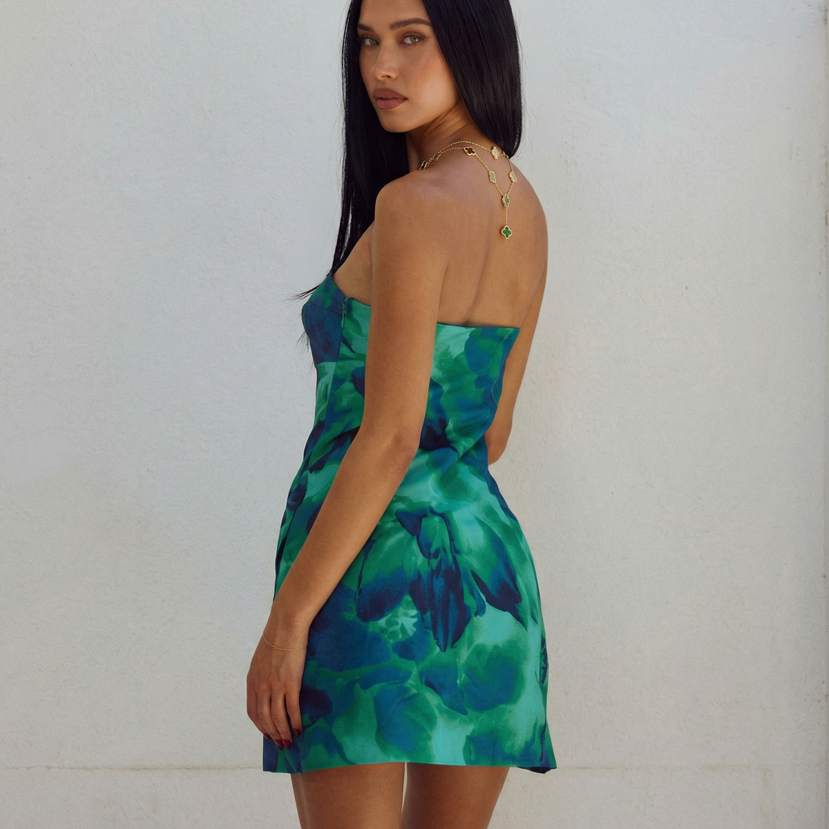 Alexia | Strapless Floral Print Mini Dress with Side Pockets