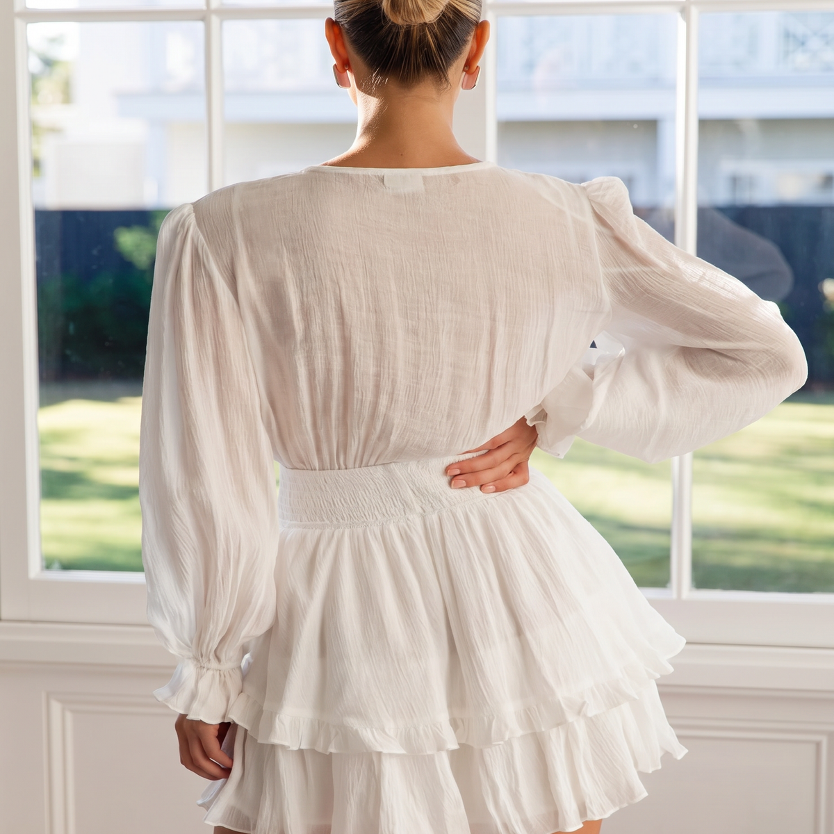 Annie | V-Neck Mini Dress with Ruffle Hem