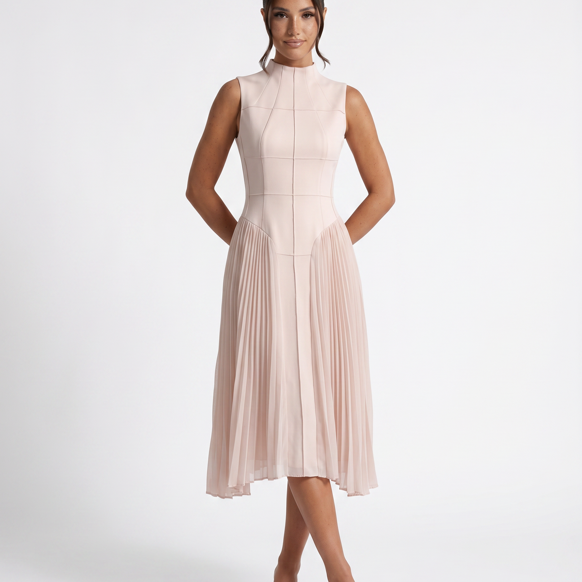 Aubree | Midi Dress with Pleated Skirt