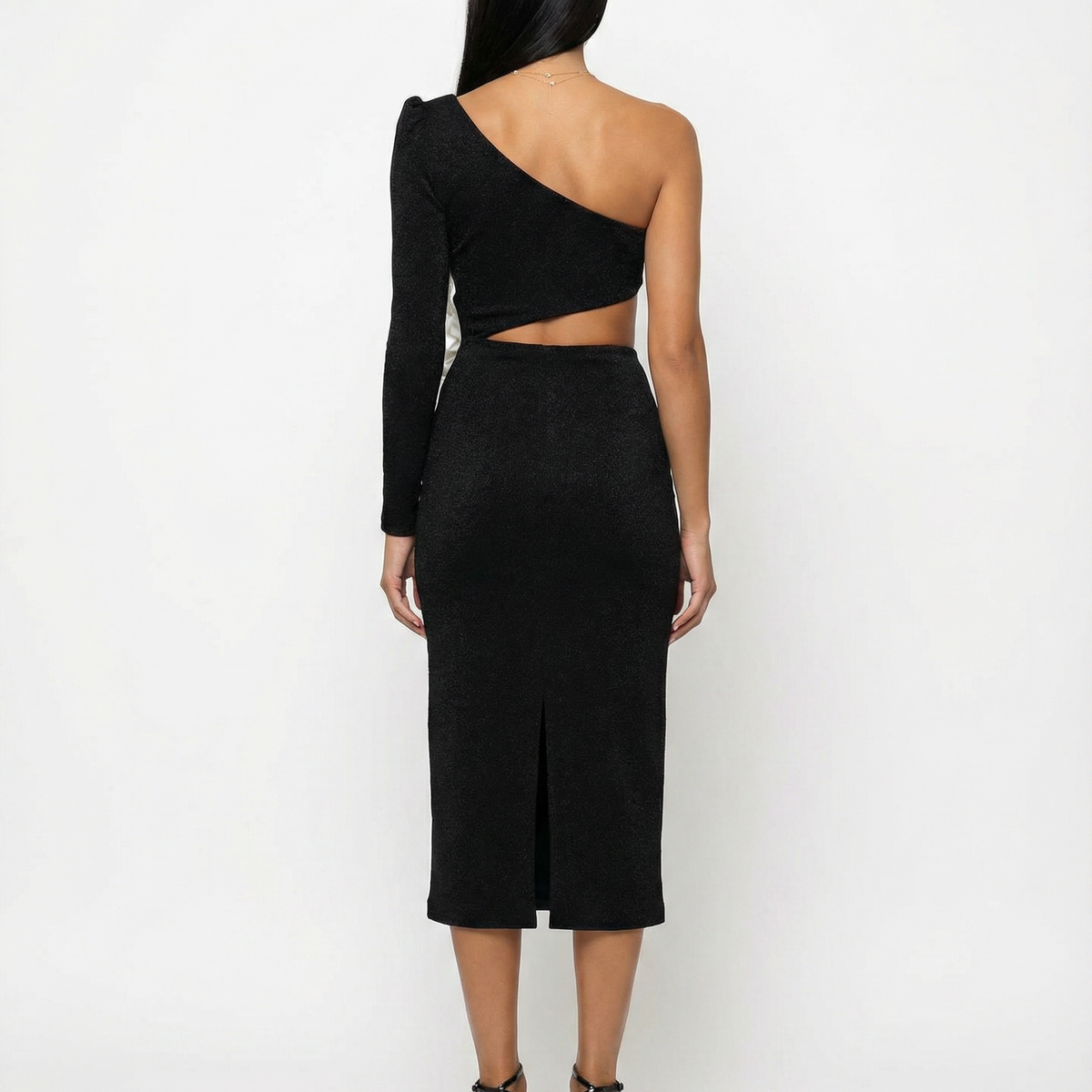 Angelica | Midi Dress with One-Shoulder Floral Detail