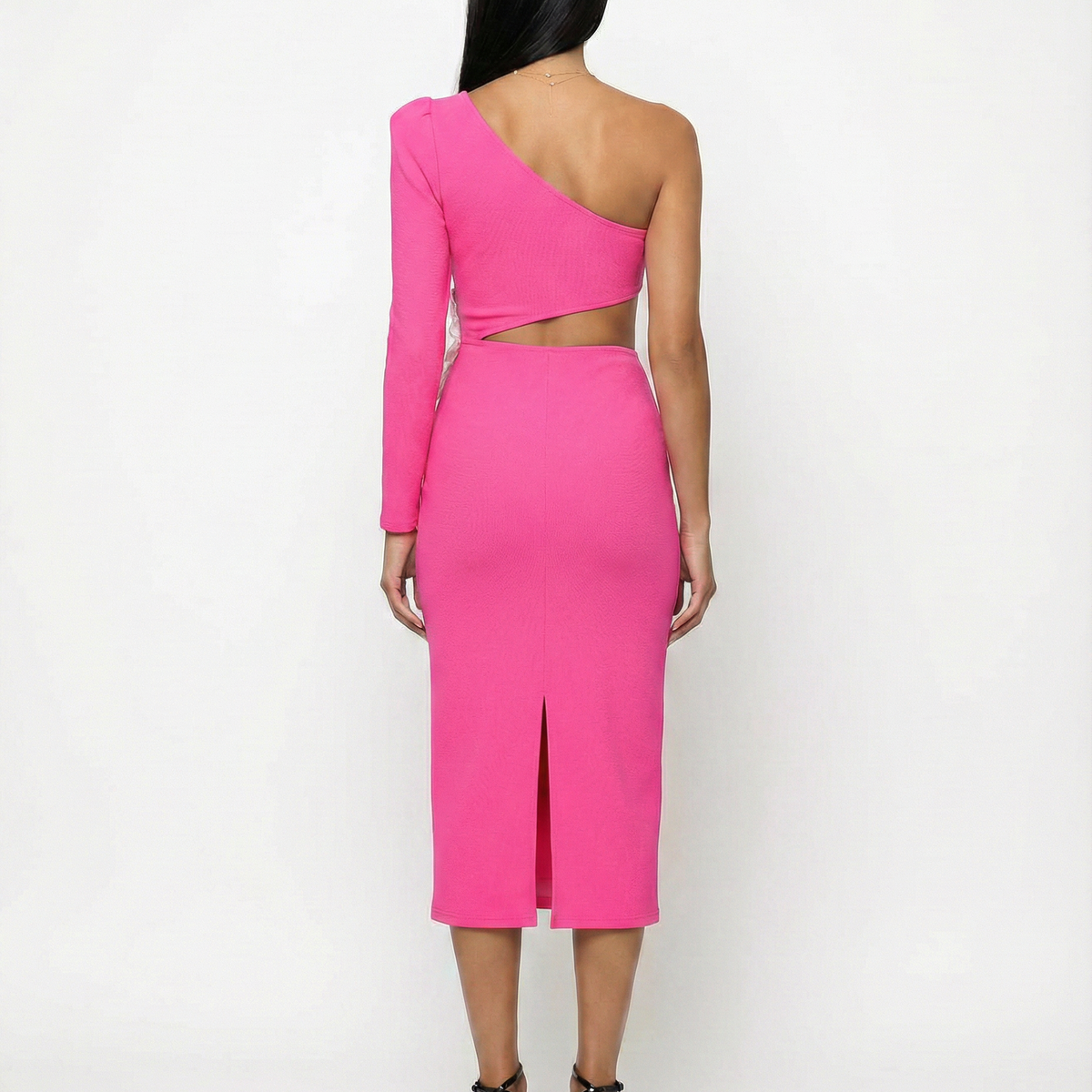Angelica | Midi Dress with One-Shoulder Floral Detail
