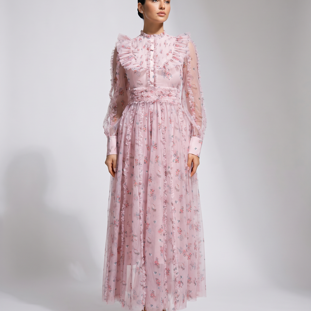 Beryl | Maxi Dress with Floral Print and Ruffle Details