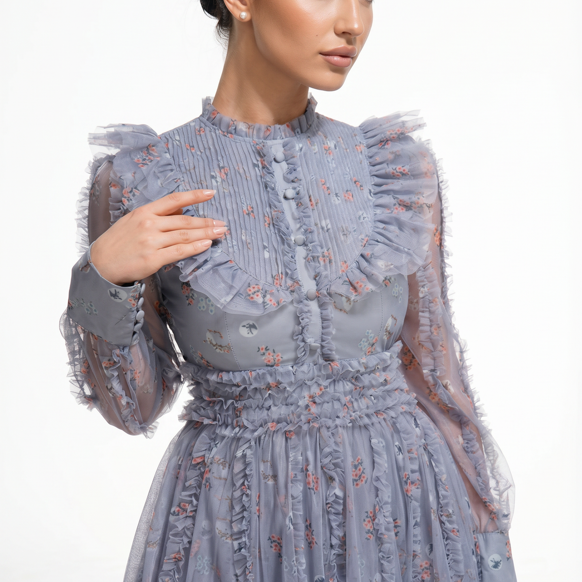 Beryl | Maxi Dress with Floral Print and Ruffle Details