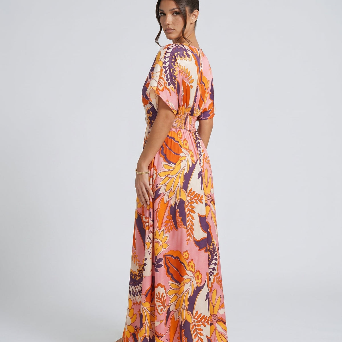 Nola | Maxi Dress with Floral Print and Elastic Waist
