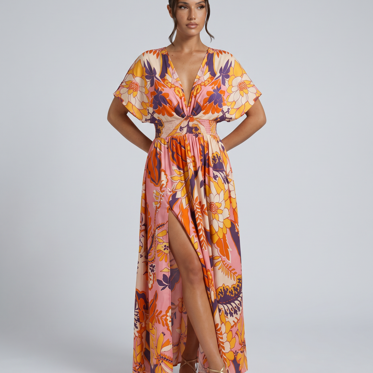 Nola | Maxi Dress with Floral Print and Elastic Waist