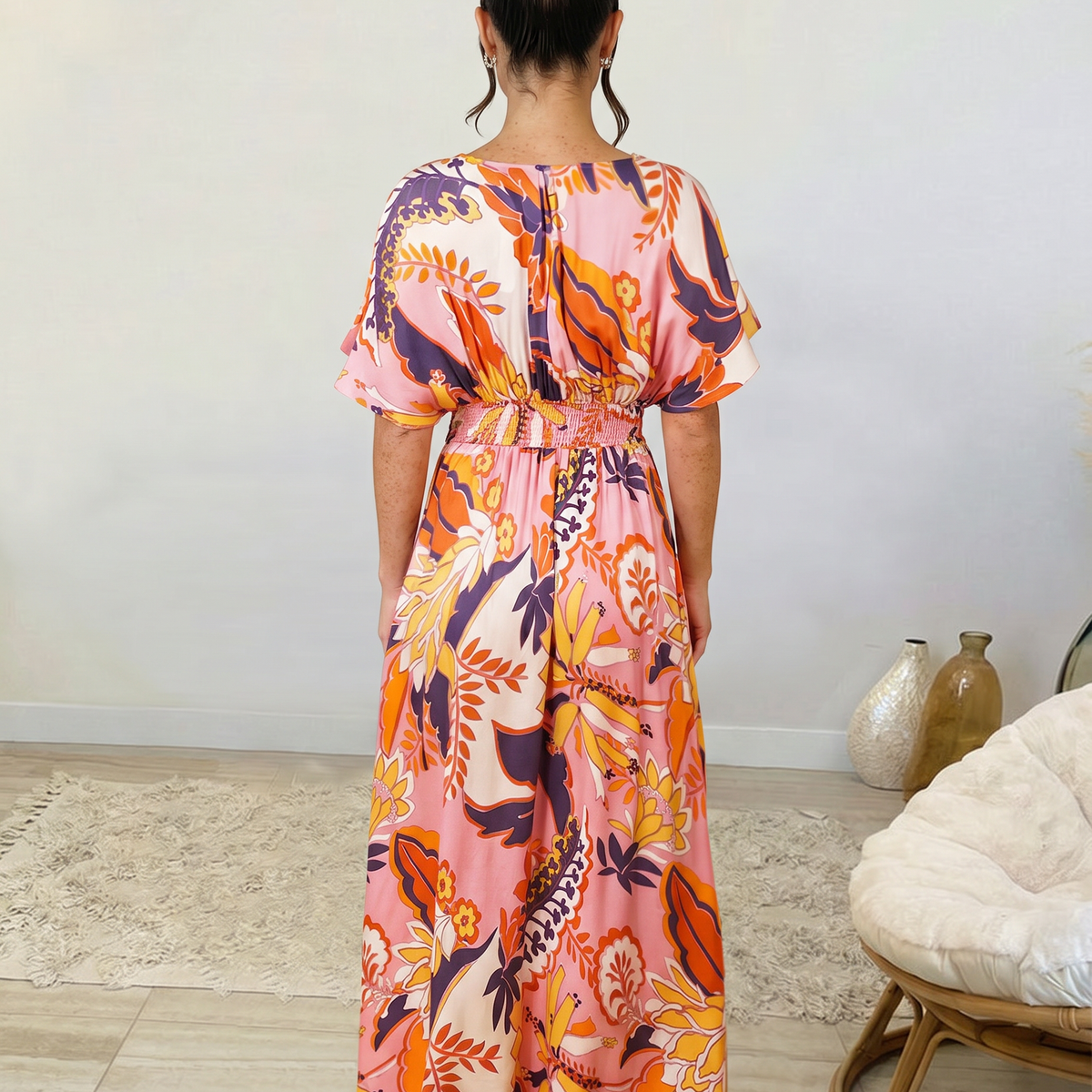 Nola | Maxi Dress with Floral Print and Elastic Waist