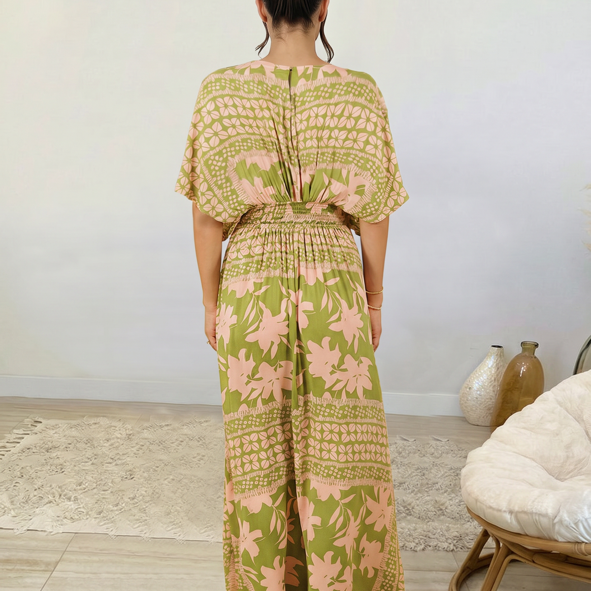 Nola | Maxi Dress with Floral Print and Elastic Waist