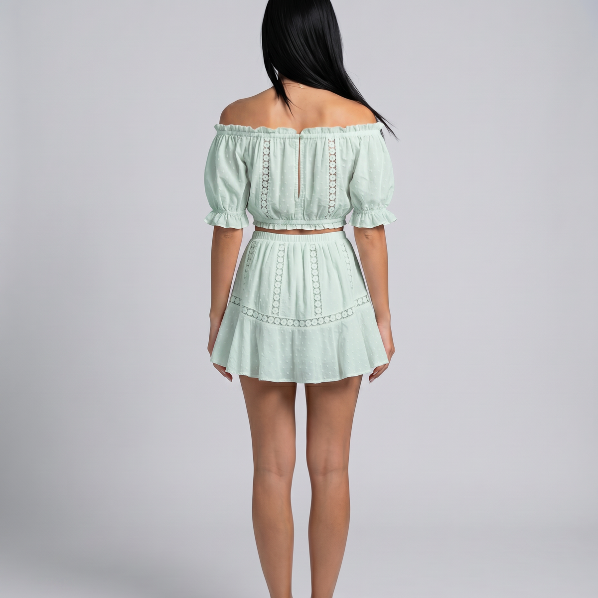 Elba | Two-Piece Mini Dress Set with Off-Shoulder Top