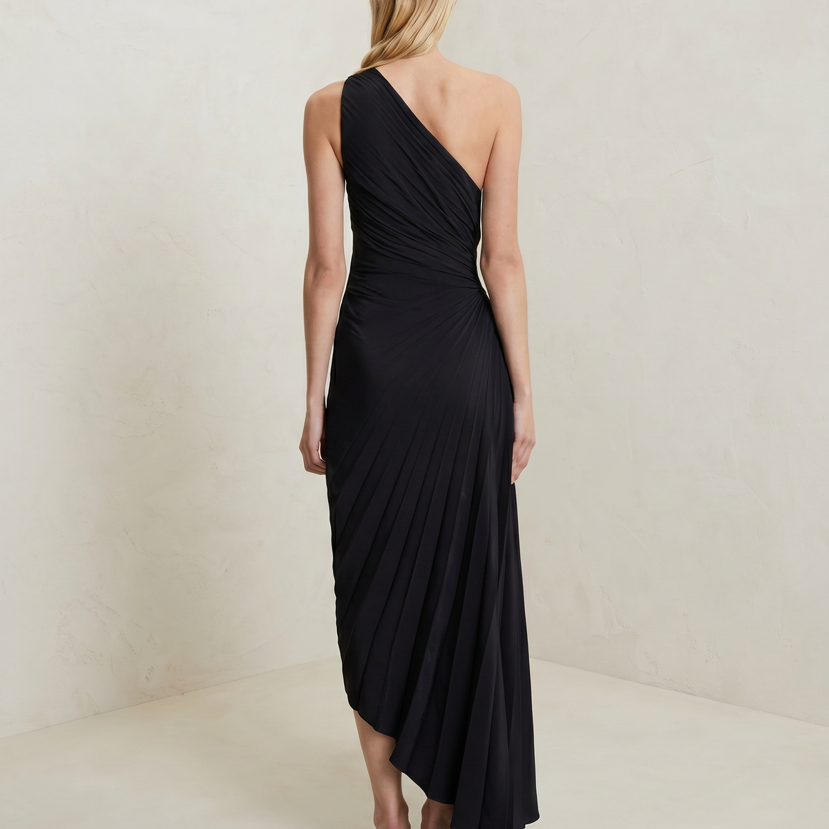 Ava | One Shoulder Midi Dress with Pleated Detail