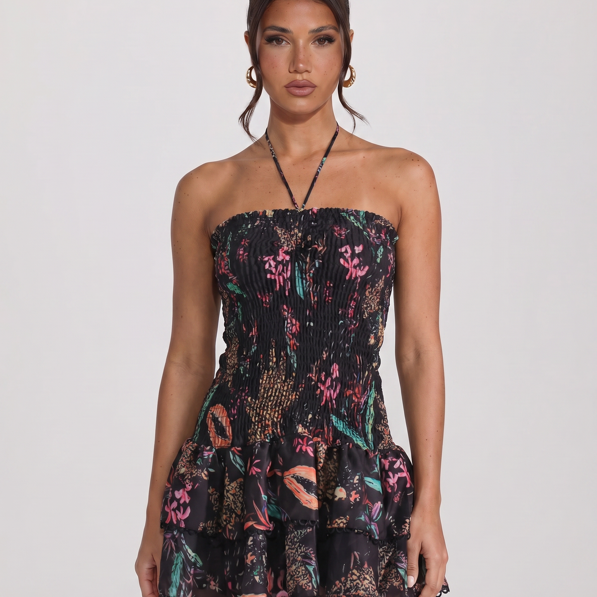Kellie | Mini Dress with Floral Print and Ruffle Hem