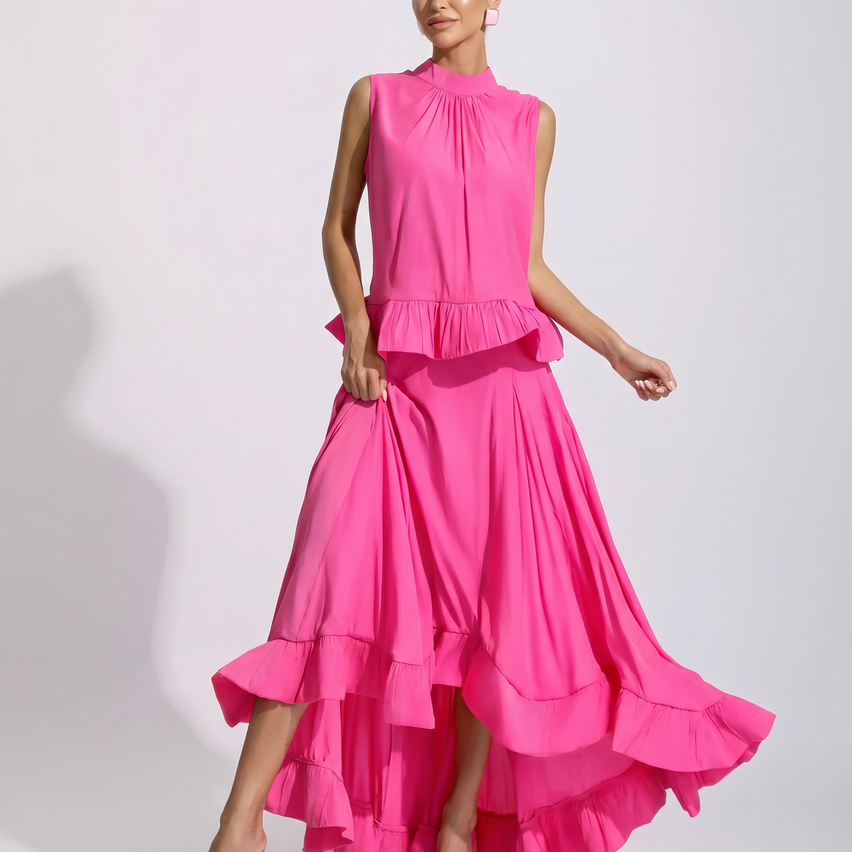 Mona | Two-Piece Maxi Set with Ruffle Skirt