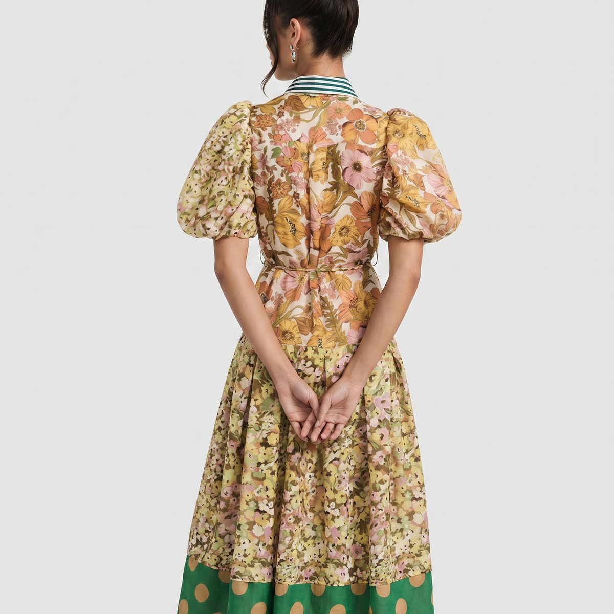 Effie | Midi Shirt Dress with Mixed Print Panels