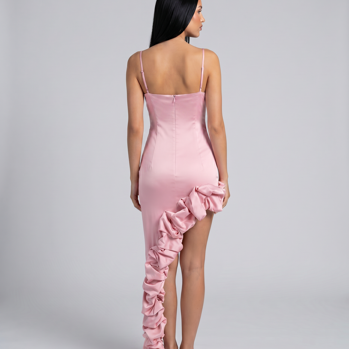 Brynlee | Midi Dress with Asymmetric Ruffle Hem