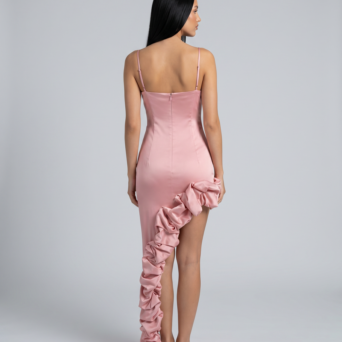 Brynlee | Midi Dress with Asymmetric Ruffle Hem