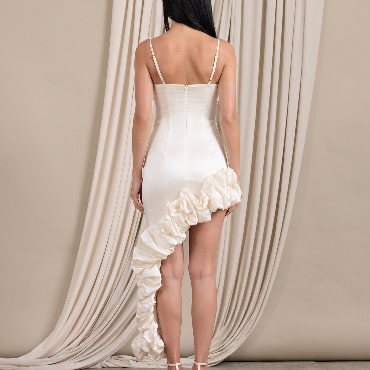 Brynlee | Midi Dress with Asymmetric Ruffle Hem