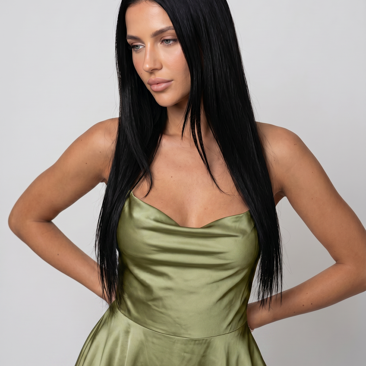 Lidia | Satin Playsuit with Open Back and Layered Shorts