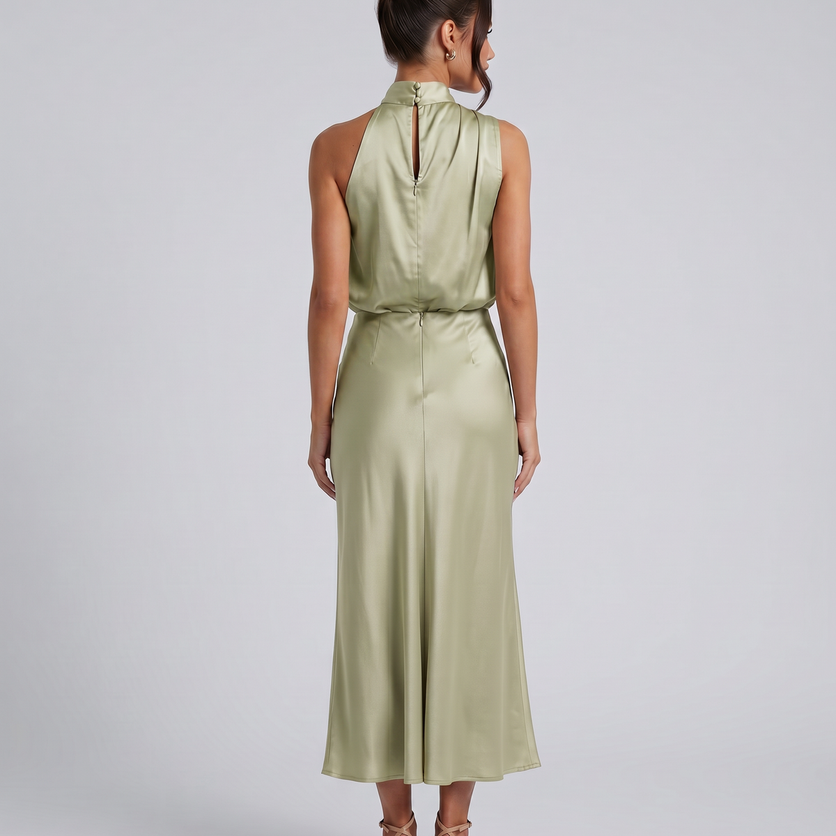 Francesca | Midi Dress with Draped Halter Neckline