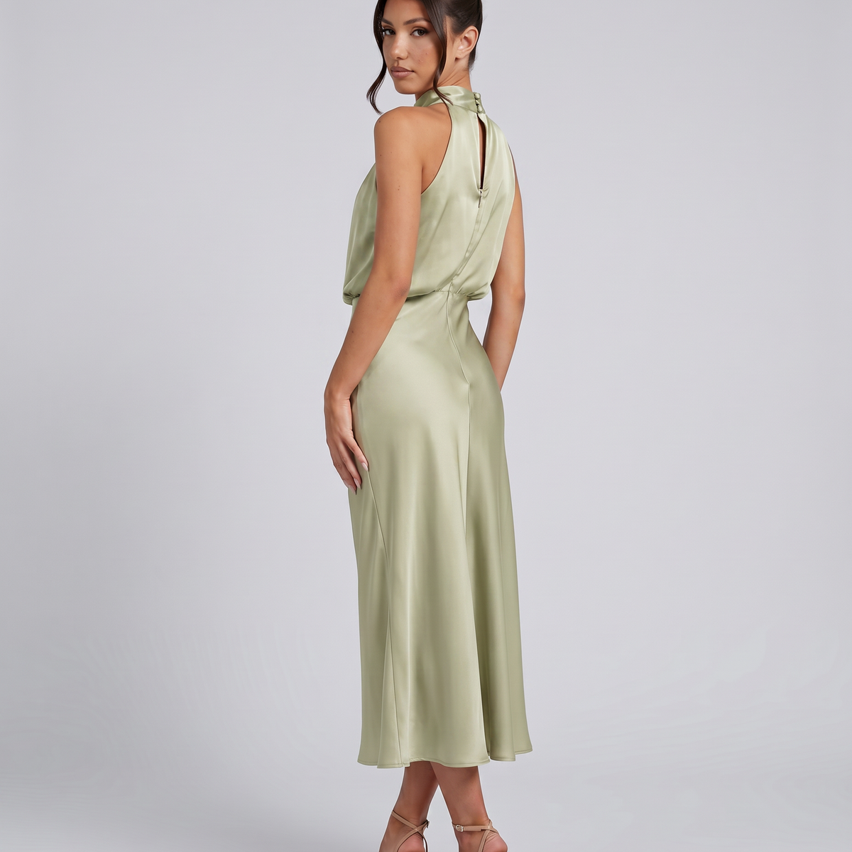 Francesca | Midi Dress with Draped Halter Neckline