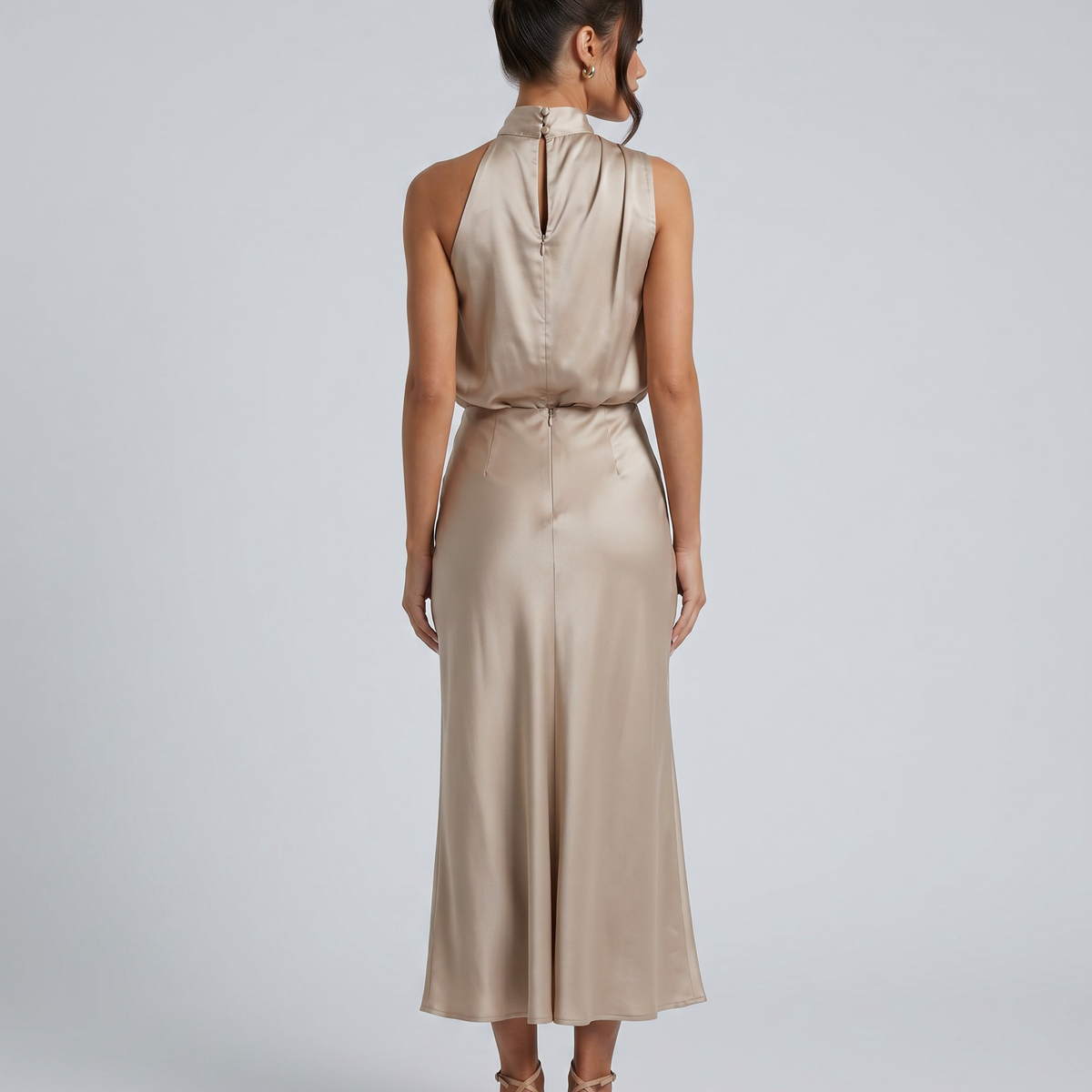 Francesca | Midi Dress with Draped Halter Neckline