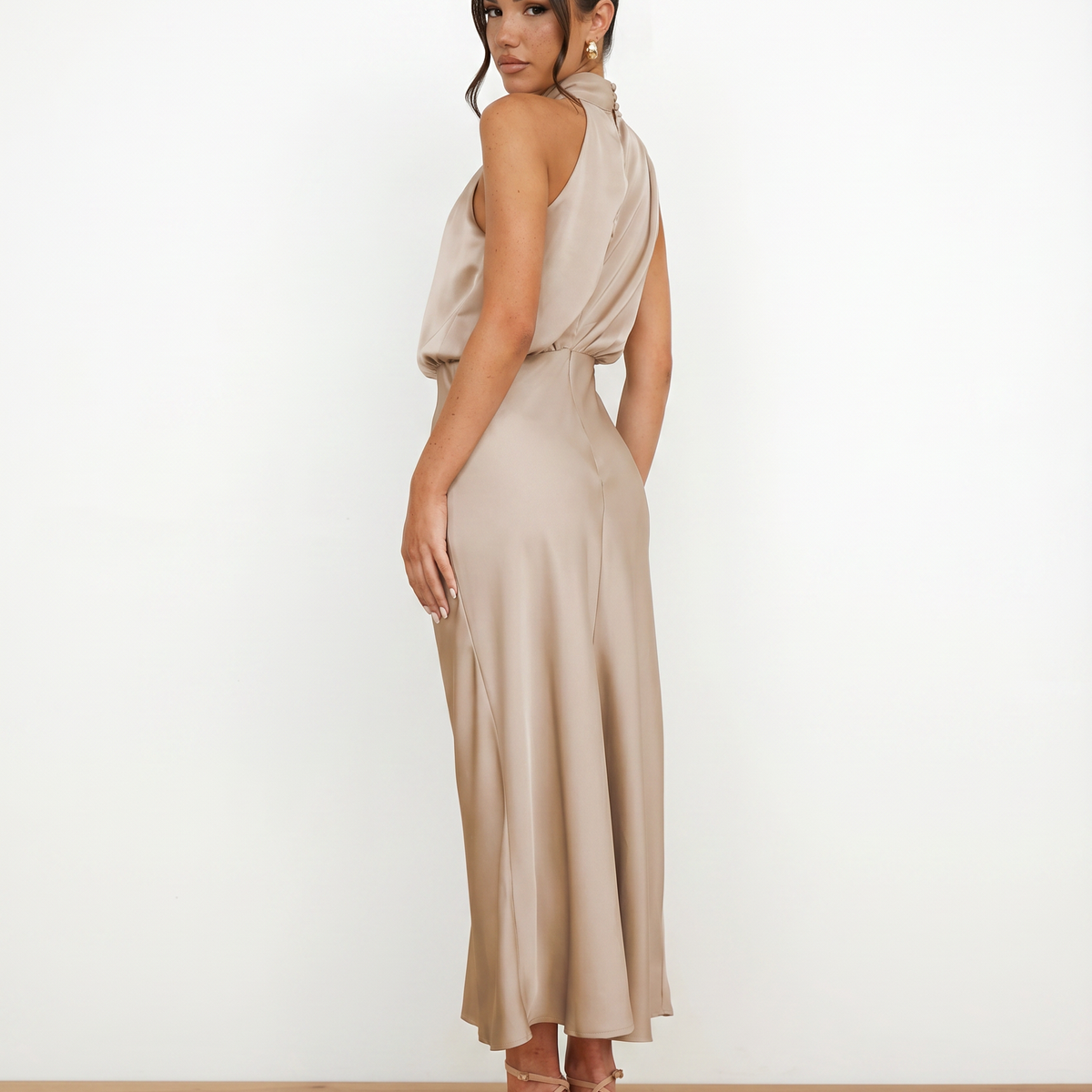 Francesca | Midi Dress with Draped Halter Neckline