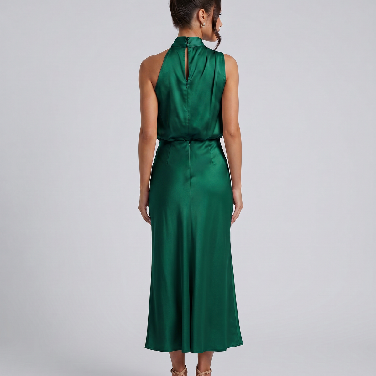 Francesca | Midi Dress with Draped Halter Neckline