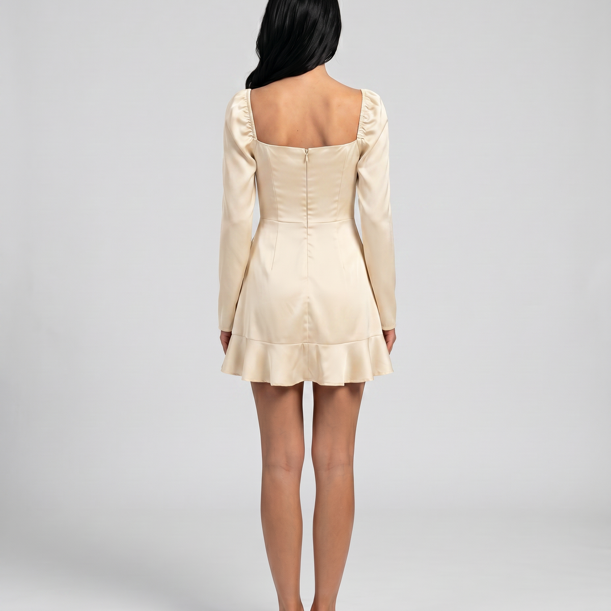 Luciana | Mini Dress with Square Neck and Bishop Sleeves