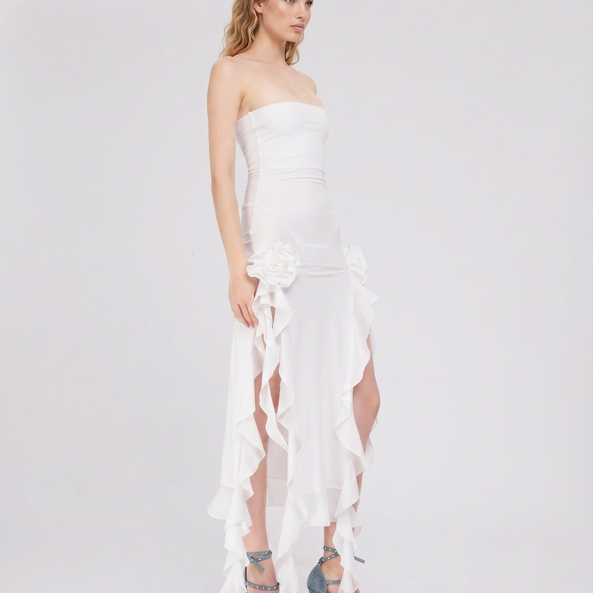Jane | Midi Dress with Ruffle Tulle Panels