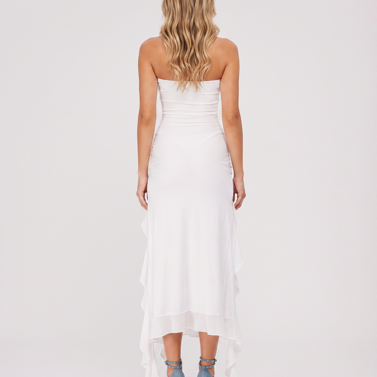 Jane | Midi Dress with Ruffle Tulle Panels
