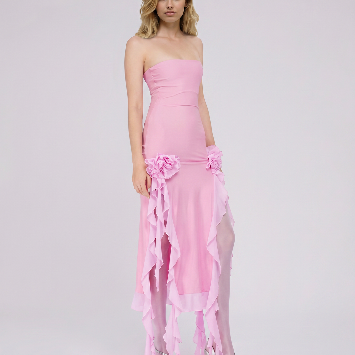Jane | Midi Dress with Ruffle Tulle Panels