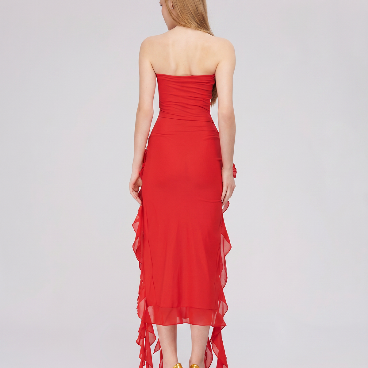 Jane | Midi Dress with Ruffle Tulle Panels