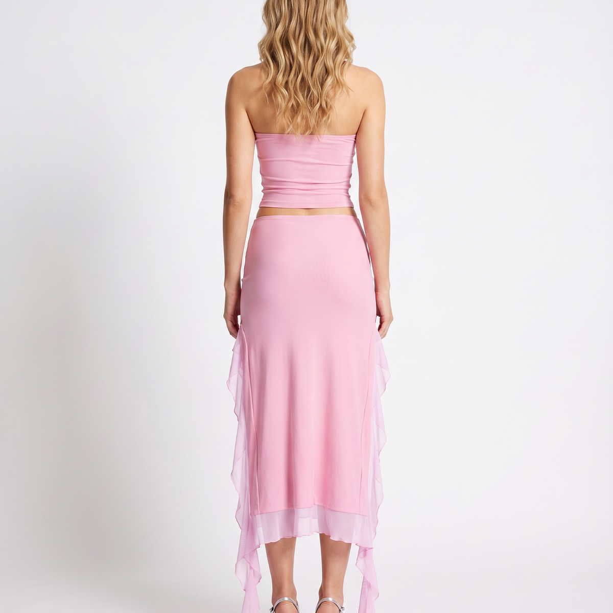 Jane | Midi Dress with Ruffle Tulle Panels