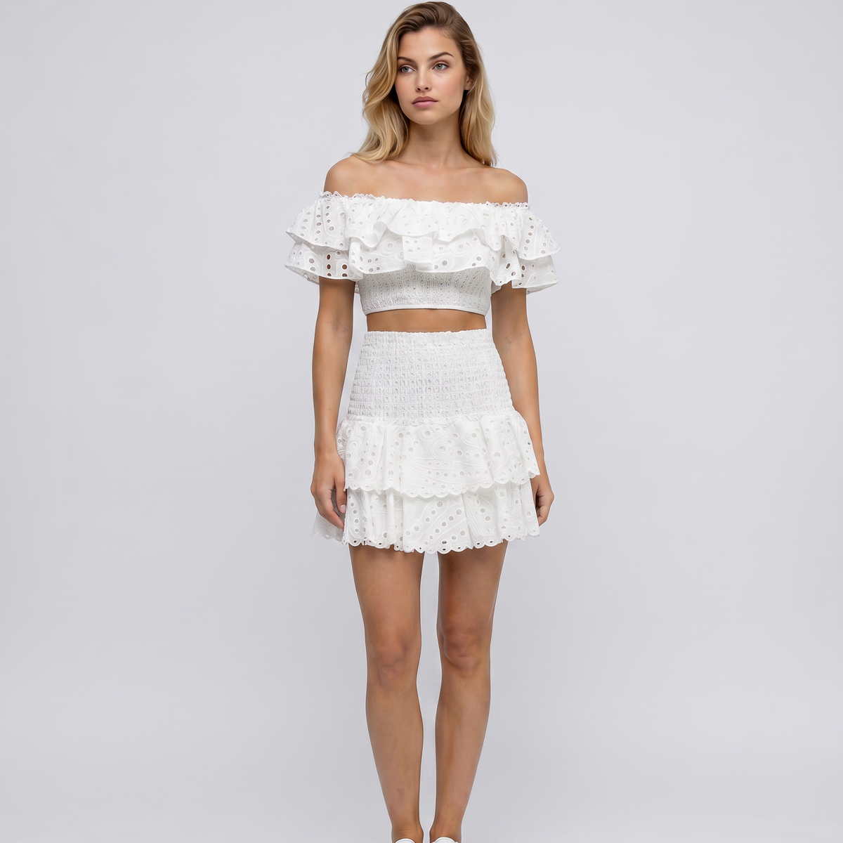 Annie | Two-Piece Ruffle Set with Mini Skirt
